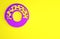 Purple Donut with sweet glaze icon isolated on yellow background. Minimalism concept. 3d illustration 3D render