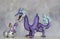 Purple Dragon Figurine Protecting Its Hatching Chicks