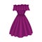Purple Dress with Cut Away Shoulders and Wide Dress Border Vector Illustration