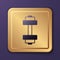 Purple Dumbbell icon isolated on purple background. Muscle lifting icon, fitness barbell, gym, sports equipment