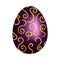 Purple easter egg with golden pattern