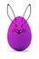 A purple easter egg with a rabbit face