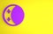 Purple Eclipse of the sun icon isolated on yellow background. Total sonar eclipse. Minimalism concept. 3D render