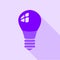 Purple electric bulb icon, flat style