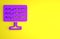 Purple Encephalogram icon isolated on yellow background. Electrical activity. Minimalism concept. 3D render illustration