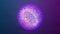 Purple energy orb background animation. 3d abstract energy sphere ball with purple power rays on gradient background