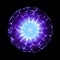 Purple Energy Sphere With Glowing Blue Core Isolated On Black