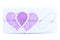 purple envelope decorated with two hearts