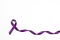 Purple epilepsy awareness ribbon on a white background with copy space