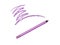 Purple eyeliner pencil trace on white background