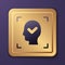 Purple Face recognition with check mark icon isolated on purple background. Face identification scanner icon. Facial id