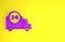 Purple Fast round the clock delivery by car icon isolated on yellow background. Minimalism concept. 3d illustration 3D