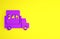 Purple Fast round the clock delivery by car icon isolated on yellow background. Minimalism concept. 3d illustration 3D