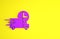 Purple Fast round the clock delivery by car icon isolated on yellow background. Minimalism concept. 3d illustration 3D