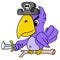 a purple feathered parrot wearing a pirate outfit  doodle icon image kawaii