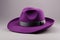 Purple felt hat. Isolated on dark white background