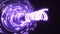 Purple fiber optic cables vortex. glass strings glowing in dark. 3d illustration
