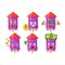 Purple firecracker cartoon character with cute emoticon bring money