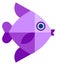 Purple fish. Stylized underwater ocean fauna icon