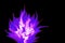 Purple flames of fire on a black background.