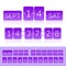 Purple flip calendar with flat countdown timer with numbers isolated