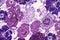 Purple floral pattern on white fabric.