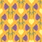 Purple Flower And Lemon Yellow Heart Repeat Pattern On A Mustard Yellow Backdrop