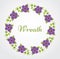 Purple flowers floral wreath. Vector poppy frame in the shape of a circle.