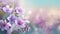 Purple flowers on pastel colors with soft stem for spring or summer