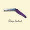 Purple folding hairbrush, hand drawn doodle sketch with inscription, isolated vector