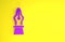 Purple Fountain pen nib icon isolated on yellow background. Pen tool sign. Minimalism concept. 3d illustration 3D render