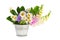 Purple Foxglove and white daisies in bucket