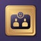 Purple Friends forever icon isolated on purple background. Everlasting friendship concept. Gold square button. Vector