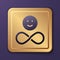 Purple Friends forever icon isolated on purple background. Everlasting friendship concept. Gold square button. Vector