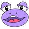 Purple frog head with a sleepy face of innocence. doodle icon drawing