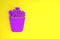 Purple Full trash can icon isolated on yellow background. Garbage bin sign. Recycle basket icon. Office trash icon