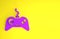 Purple Gamepad icon isolated on yellow background. Game controller. Minimalism concept. 3d illustration 3D render