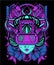 Purple Geisha cyberpunk head with cyberpunk theme