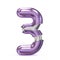 Purple gem with metal core font NUMBER 3 THREE 3D