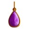 Purple gemstone pendant icon, cartoon style