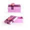 Purple gift box with ribbon flower