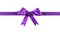 Purple gift ribbon bow straight horizontal isolated on white background