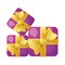 Purple gifts boxes presents icon