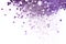 Purple glitter and glittering stars on white background in vintage colors