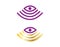 Purple and gold esoteric eye web icon sign isolated on white background
