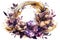 Purple and gold floral wreath, Watercolor, Elegant and timeless