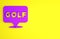 Purple Golf label icon isolated on yellow background. Minimalism concept. 3d illustration 3D render
