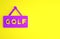 Purple Golf label icon isolated on yellow background. Minimalism concept. 3d illustration 3D render