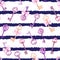 Purple gothic keys with ribbon bows navy striped seamless vector