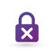 Purple gradient Simple lock icon with cross. vector illustration isolated on white background. clean design
